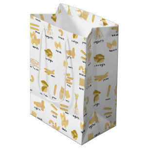 Sac Cadeau Moyen Motif de formes et noms de pâtes italiennes