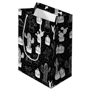 Sac Cadeau Moyen Motif de gribouillis noir et blanc