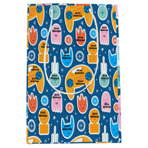 Sac Cadeau Moyen Motif de jeu vidéo bleu Personnalisé Anniversaire