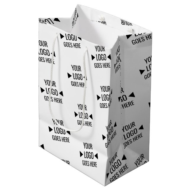 Sac Cadeau Moyen Motif de logo d'entreprise personnalisé (Devant Angle)
