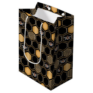 Sac Cadeau Moyen Motif de nid d'abeille