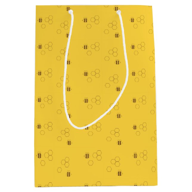Sac Cadeau Moyen Motif de nid d'abeilles d'abeille (Devant)
