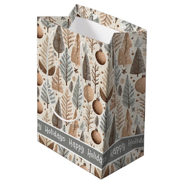 Sac Cadeau Moyen Motif de Noël Earth Tones #25 ID1009 (Dos Angle)