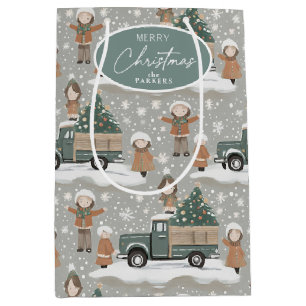 Sac Cadeau Moyen Motif de Noël Earth Tones #2 ID1009