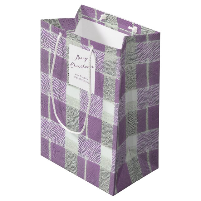 Sac Cadeau Moyen Motif de Noël vert violet #7 ID1009 (Devant Angle)