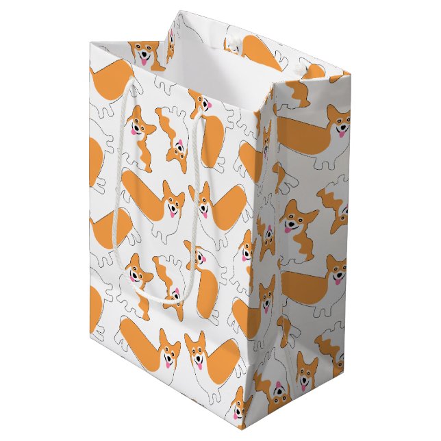 Sac Cadeau Moyen Motif de Pembroke Welsh Corgi (Devant Angle)