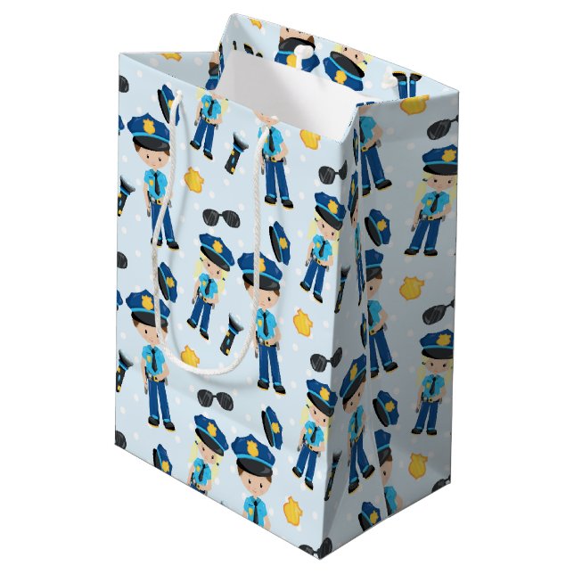 Sac Cadeau Moyen Motif de police (Dos Angle)