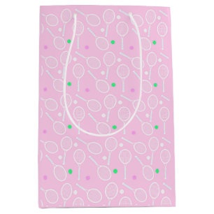 Sac Cadeau Moyen Motif de raquette de tennis rose