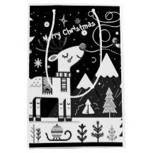 Motif de renne noir et blanc drôle