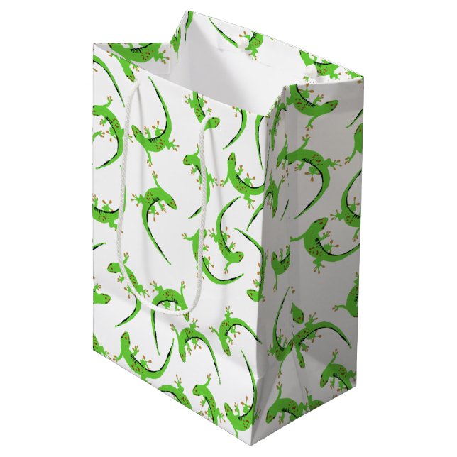 Sac Cadeau Moyen Motif de reptile Gecko Lizard (Devant Angle)