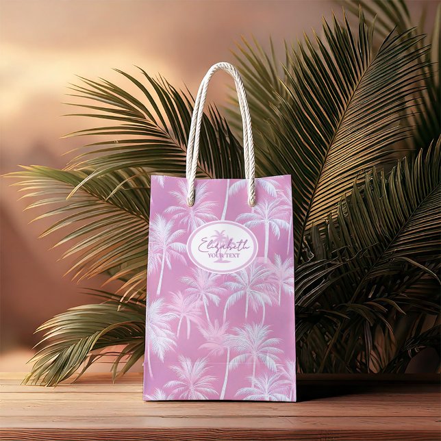 Sac Cadeau Moyen Motif de silhouette de palmier hawaïen Plum ID1093 (Créateur téléchargé)