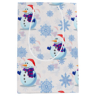 Sac Cadeau Moyen Motif de surface Snowman de Noël