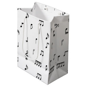 Sac Cadeau Moyen Motif de symboles Black & White Music Notes