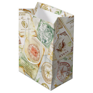 Sac Cadeau Moyen Motif de tampon de voyage du monde vintage (7)