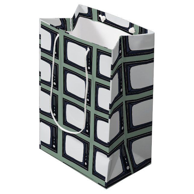 Sac Cadeau Moyen Motif de télévision classique rétro (Devant Angle)