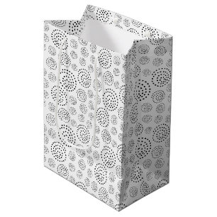 Sac Cadeau Moyen Motif de tourbillons géométriques noir monochromat