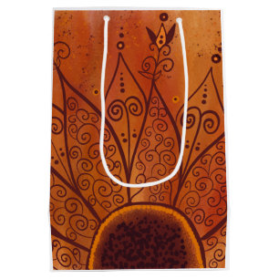 Sac Cadeau Moyen Motif de tournesol Abstrait