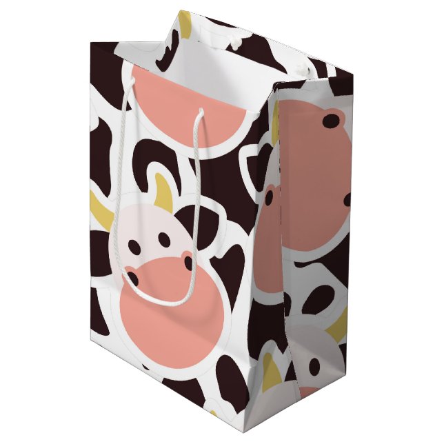 Sac Cadeau Moyen Motif de vache mûre (Devant Angle)