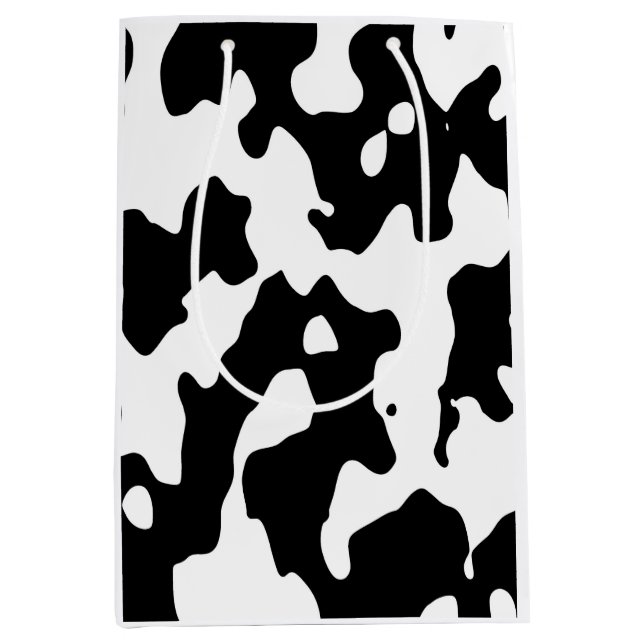 Sac Cadeau Moyen Motif de vache noir et blanc (Devant)