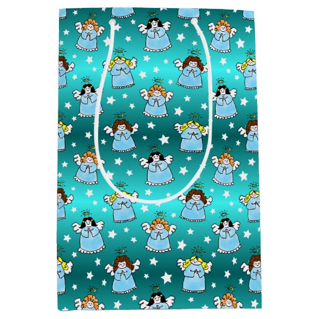 Sac Cadeau Moyen Motif des anges célestes de Noël (Devant)