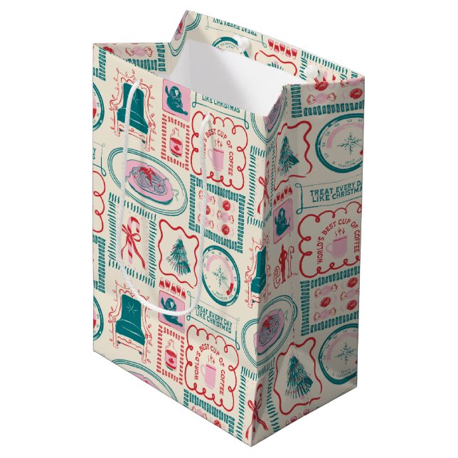 Sac Cadeau Moyen Motif d'icône Elf Holiday (Devant Angle)
