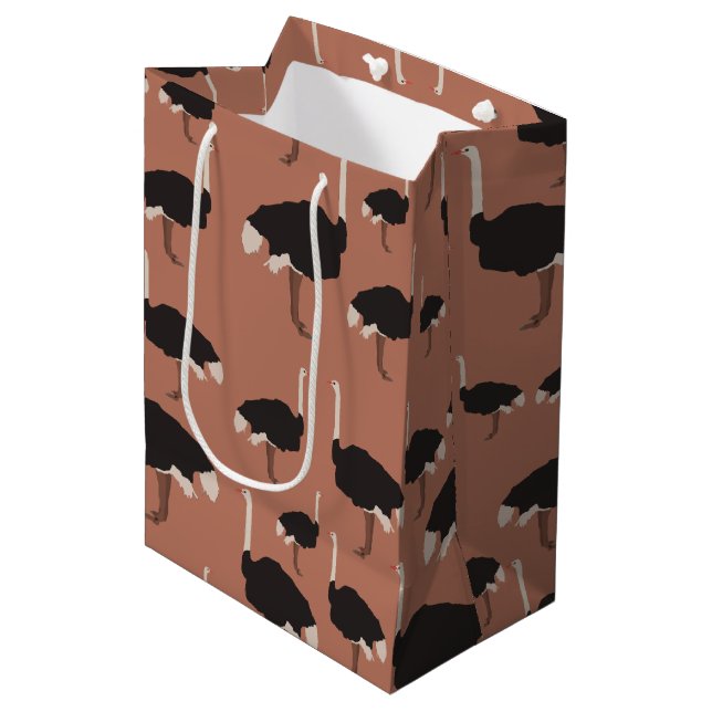 Sac Cadeau Moyen Motif d'illustration Ostrich Bird (Devant Angle)
