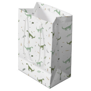 Sac Cadeau Moyen Motif Dinosaure Vert