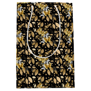 Sac Cadeau Moyen Motif d'or 06,bw Black BG