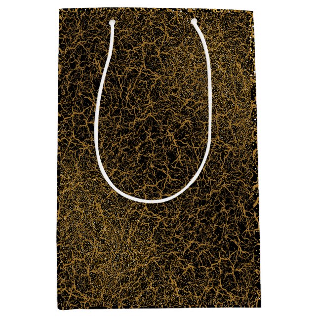 Sac Cadeau Moyen Motif d'or 09,bw Black BG (Devant)