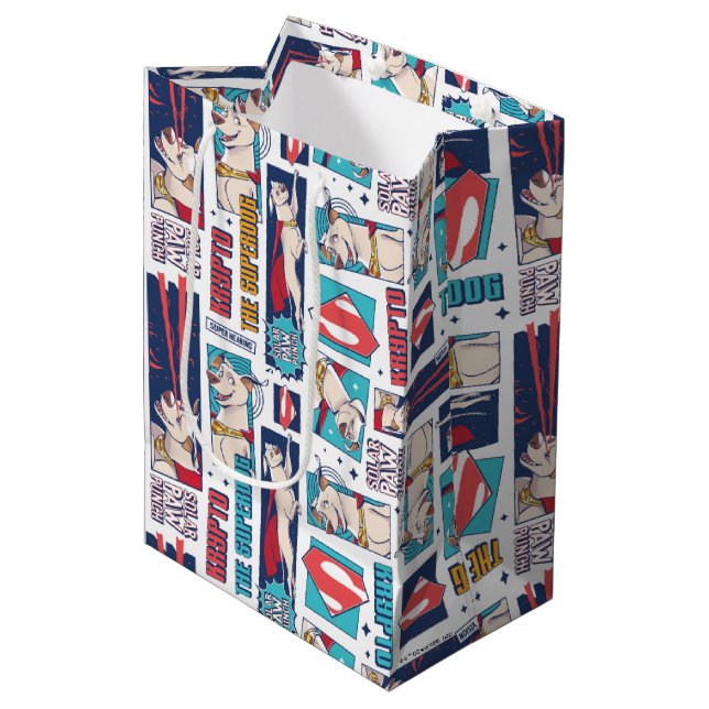 Sac Cadeau Moyen Motif du panneau de dessin Krypto (Devant Angle)