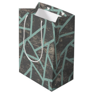 Sac Cadeau Moyen Motif en mosaïque vert pâle et gris