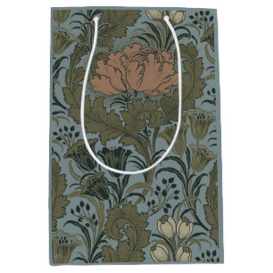 Sac Cadeau Moyen Motif floral victorien antique terre cuite sauge