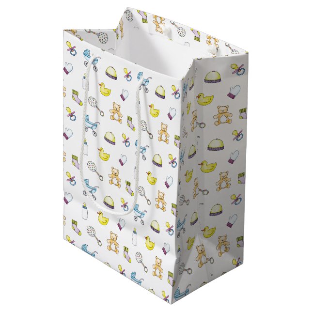 Sac Cadeau Moyen Motif mignon de baby shower (Devant Angle)
