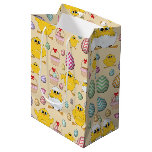 Sac Cadeau Moyen Motif mignon de Pâques (Devant Angle)