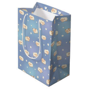 Sac Cadeau Moyen Motif mignon petit mouton sur bleu
