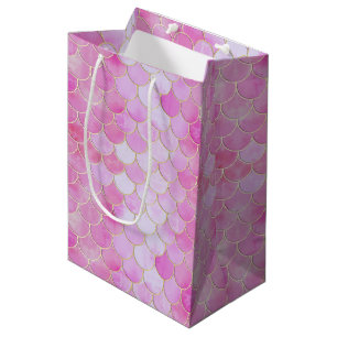 Sac Cadeau Moyen Motif Pink Pastel & Gold Shimmer Mermaid
