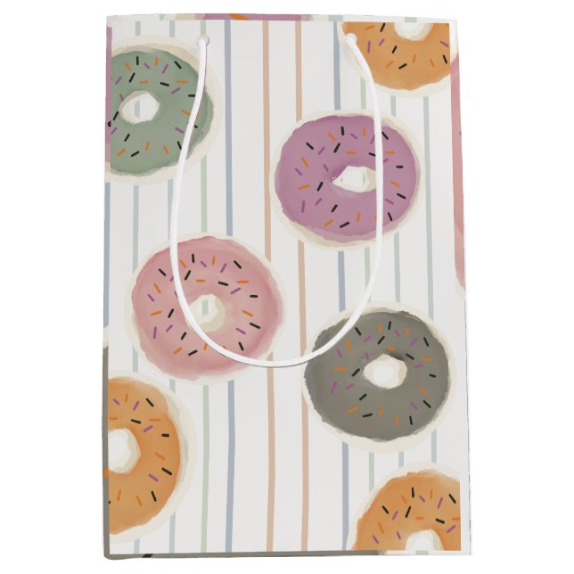 Sac Cadeau Moyen Motif pour amateur de donuts – Pâtes poudres et ra (Devant)