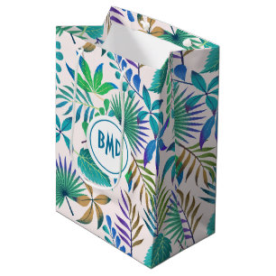 Sac Cadeau Moyen Motif sans couture feuilles de la jungle