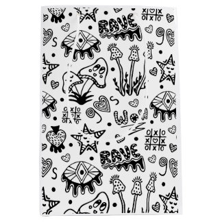 Sac Cadeau Moyen Motif sans fin dessiné à la main en ligne psychédé