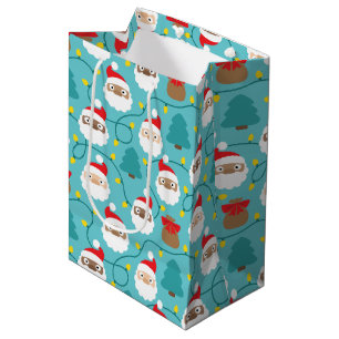 Sac Cadeau Moyen Motif Santa Clauses
