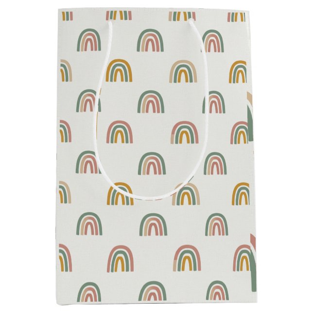 Sac Cadeau Moyen Motif scandi arc-en-ciel bohème atténué (Devant)