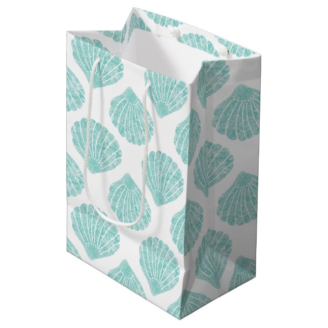Sac Cadeau Moyen Motif Seafoam Seashell (Devant Angle)