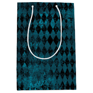 Sac Cadeau Moyen Motif vintage Blue & Black Harlequin