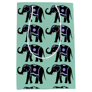 Sac Cadeau Moyen Motifs décoratifs abstraits d'éléphant animal
