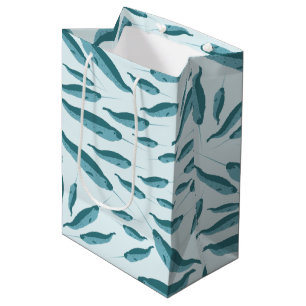 Sac Cadeau Moyen Narwhal dans le Motif de l'océan bleu