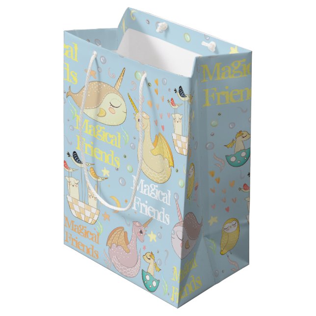Sac Cadeau Moyen Narwhal et enfants de coutume de bleus layette (Devant Angle)