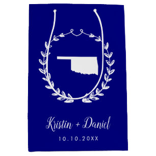 Sac Cadeau Moyen Navy Blue Oklahoma Carte Mariage Welcome Swag