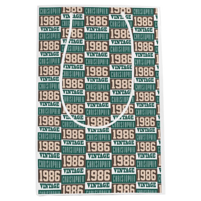 Sac Cadeau Moyen Né en 1986 avec le nom chrétien (Devant)