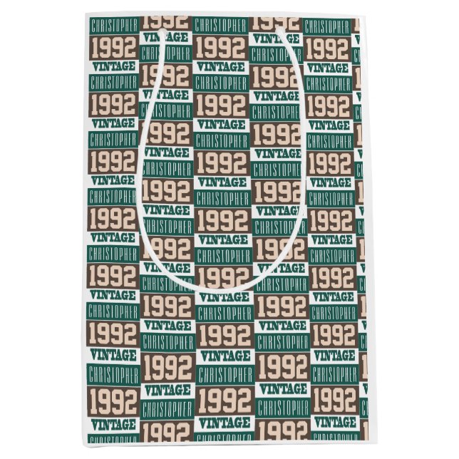 Sac Cadeau Moyen Né en 1992 avec le nom chrétien (Devant)