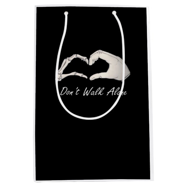 Sac Cadeau Moyen Ne pas marcher - Classique Blanc - Squelette Coeur (Devant)